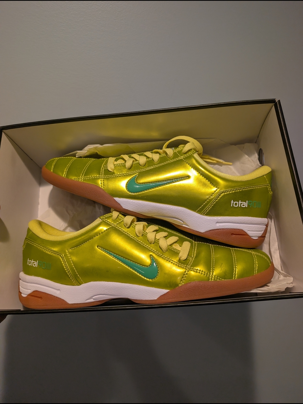 Nike Total 90 Indoor Soccer Shoes - Metallic Lime/Teal